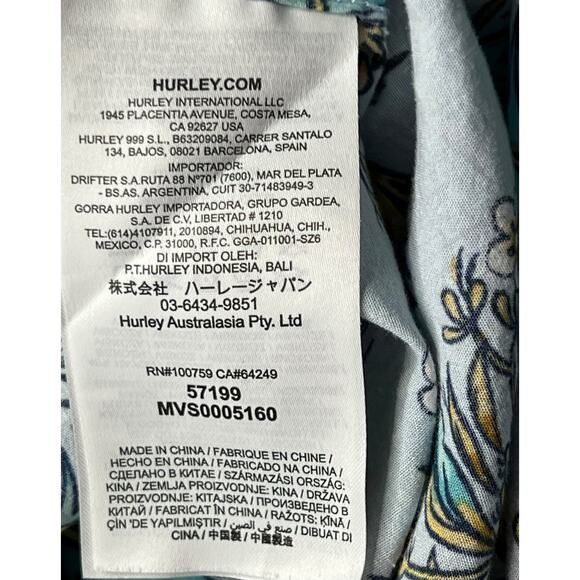 Hurley Hawaiian Shirt Mens Large Palm Tree Floral Aloha Surf Beach Button Up - Picture 8 of 11